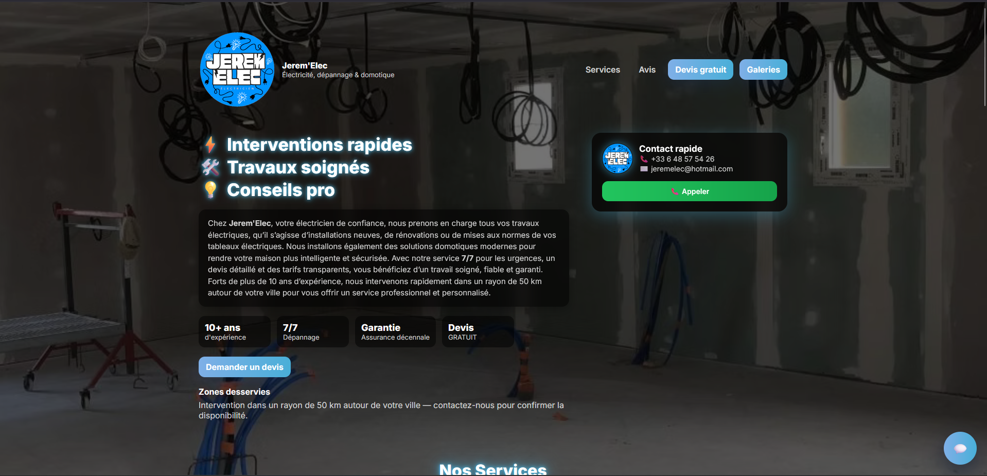 Aperçu du site JeremElec