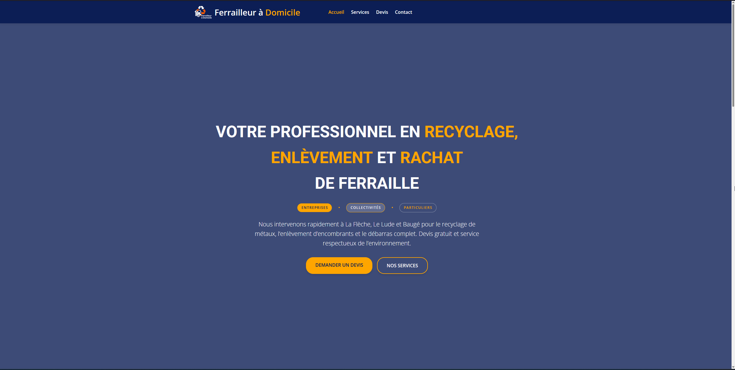 Aperçu du site Ferrailleur à Domicile